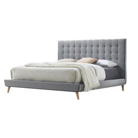 Acme - Valda EK Bed 24517EK Light Gray Fabric