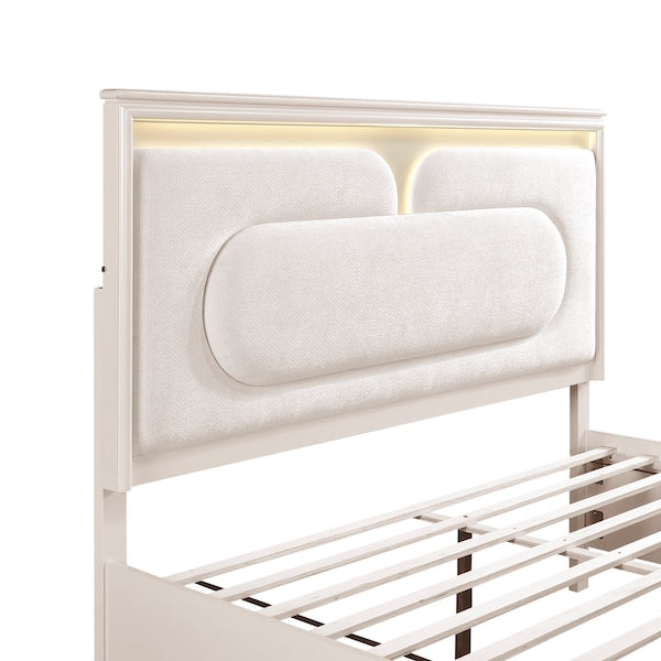 2451 Montrose White Bedroom Set with LED Headboard & Storage – Modern Design