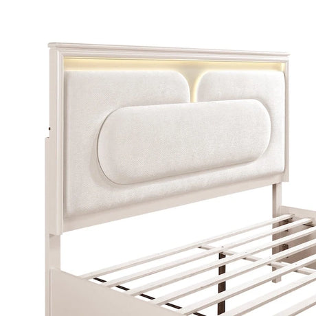 2451 Montrose White Bedroom Set with LED Headboard & Storage – Modern Design - sold by Home Elegance USA