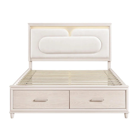 2451 Montrose White Bedroom Set with LED Headboard & Storage – Modern Design - sold by Home Elegance USA