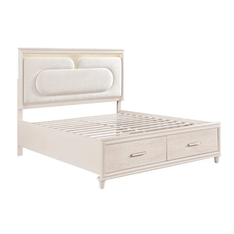 2451 Montrose White Bedroom Set with LED Headboard & Storage – Modern Design - sold by Home Elegance USA