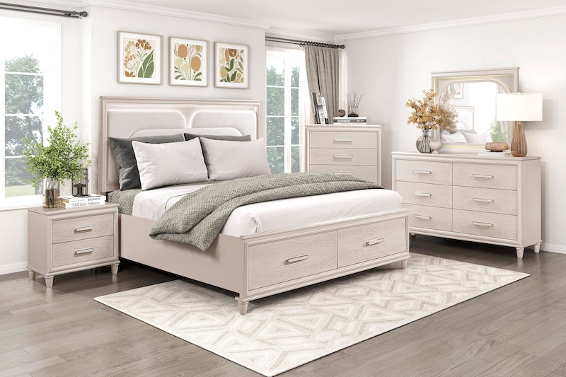 2451 Montrose White Bedroom Set with LED Headboard & Storage – Modern Design