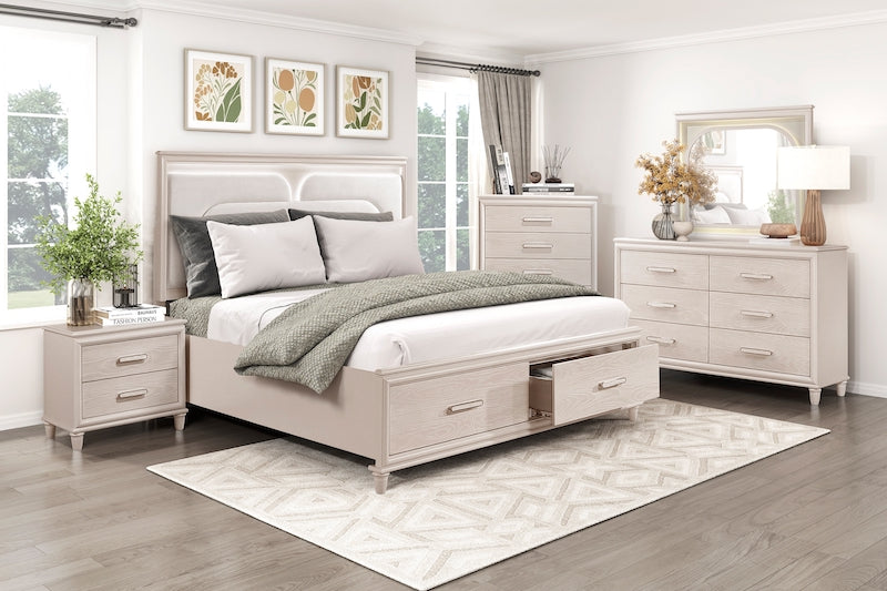 2451 Montrose White Bedroom Set with LED Headboard & Storage – Modern Design
