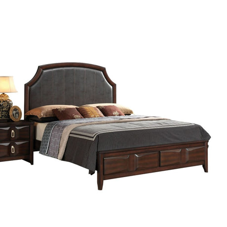 Acme - Lancaster EK Bed 24567EK Espresso Synthetic Leather & Espresso Finish