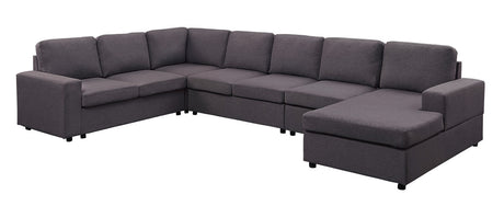Tifton 146.5' Modular Sectional Sofa with Reversible Chaise in Dark Gray Linen - sold by Home Elegance USA