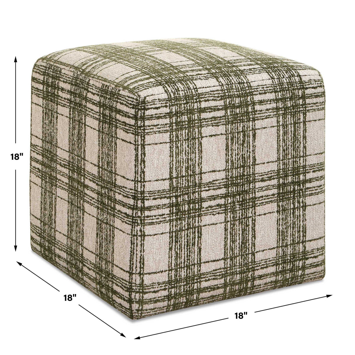 Joie Ireland Plaid Ottoman - Green by Uttermost - View 6
