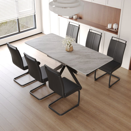 62.4' extendable 78.15' dining Table Set for 6-8 Person for Dining Room,C-shaped Tube Soft padded armless dining chair and Very large Dining Room Table Kitchen Table Chair Set with metal Legs - sold by Home Elegance USA