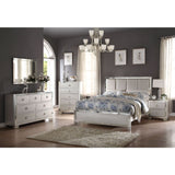 Acme - Voeville II EK Bed 24827EK Platinum Synthetic Leather & Platinum Finish