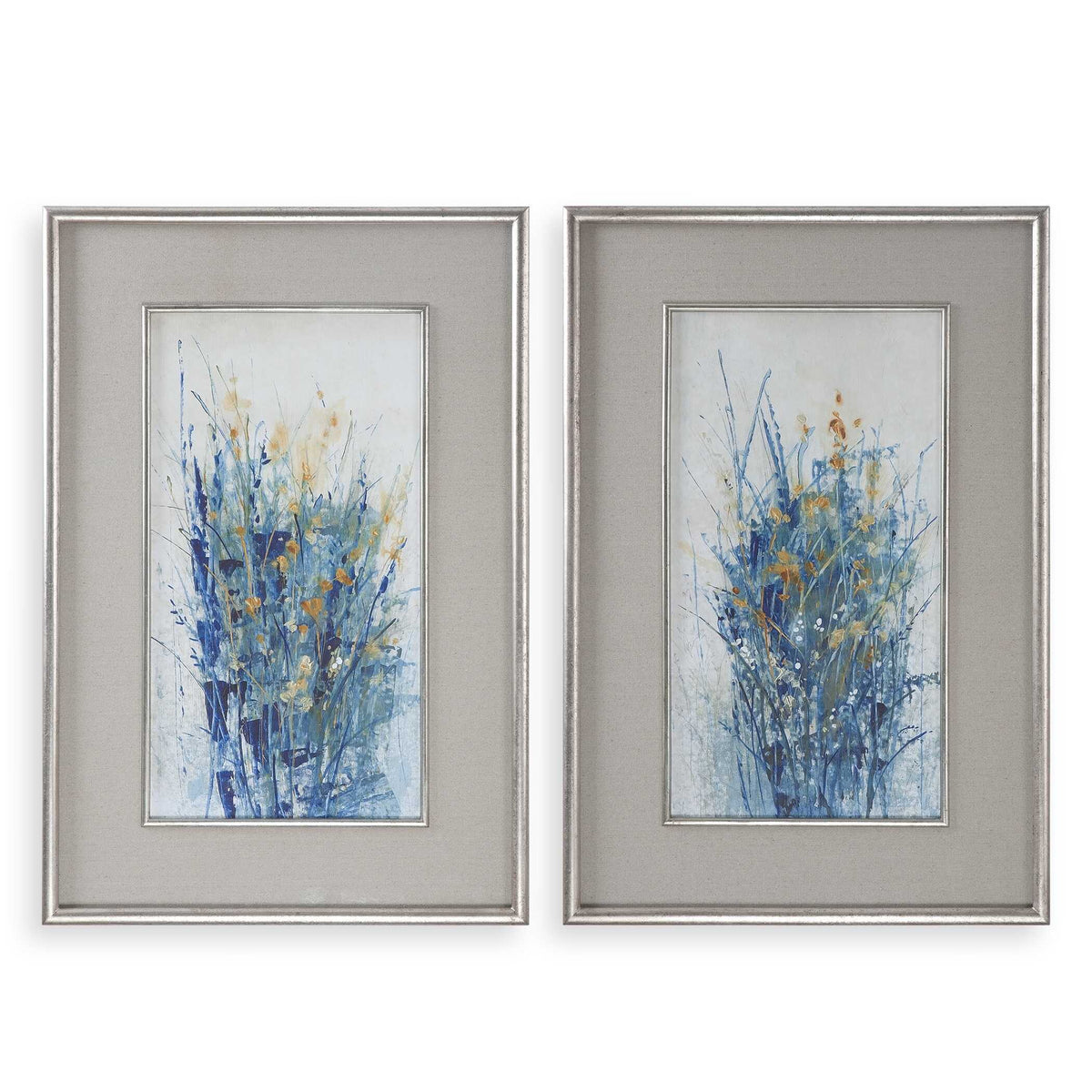 Indigo Florals Framed Art (Set of 2) - Blue by Uttermost - View 1