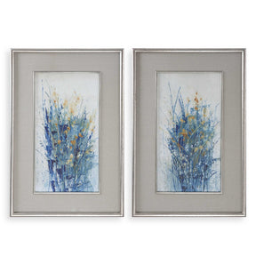 Indigo Florals Framed Art (Set of 2) - Blue by Uttermost - View 1