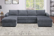 Dark Gray Finish 3pc U-Shaped Sectional Set Cushion Back Armless Chairs Right Arm And Left Arm Chaise Primary Living Room Comfortable For 4 People - sold by Home Elegance USA