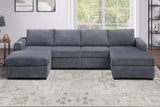 Dark Gray Finish 3pc U-Shaped Sectional Set Cushion Back Armless Chairs Right Arm And Left Arm Chaise Primary Living Room Comfortable For 4 People