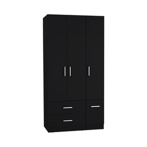 Armoire Wardrove 71', 4 Doors, Hanging Rod, 3 Cabinets, 6 Shelves, Black - sold by Home Elegance USA
