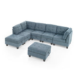 L shape Modular Sectional Sofa,DIY Combination,includes Three Single Chair ,Two Corner and Two Ottoman,Navy Blue - Home Elegance USA