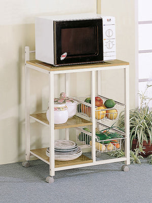 Kitchen Cart - Kelvin 2-shelf Kitchen Cart Natural Brown and White