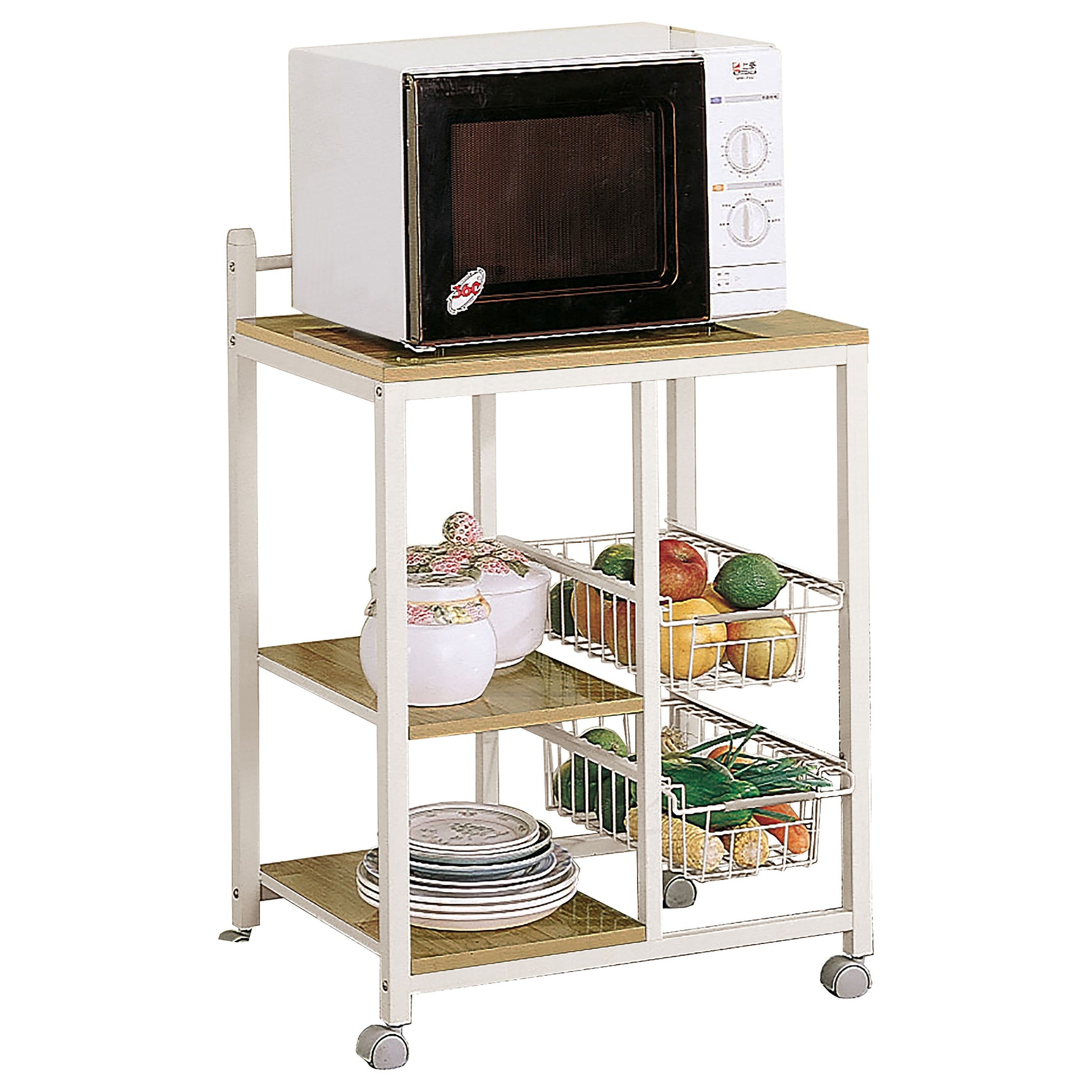 Kitchen Cart - Kelvin 2-shelf Kitchen Cart Natural Brown and White