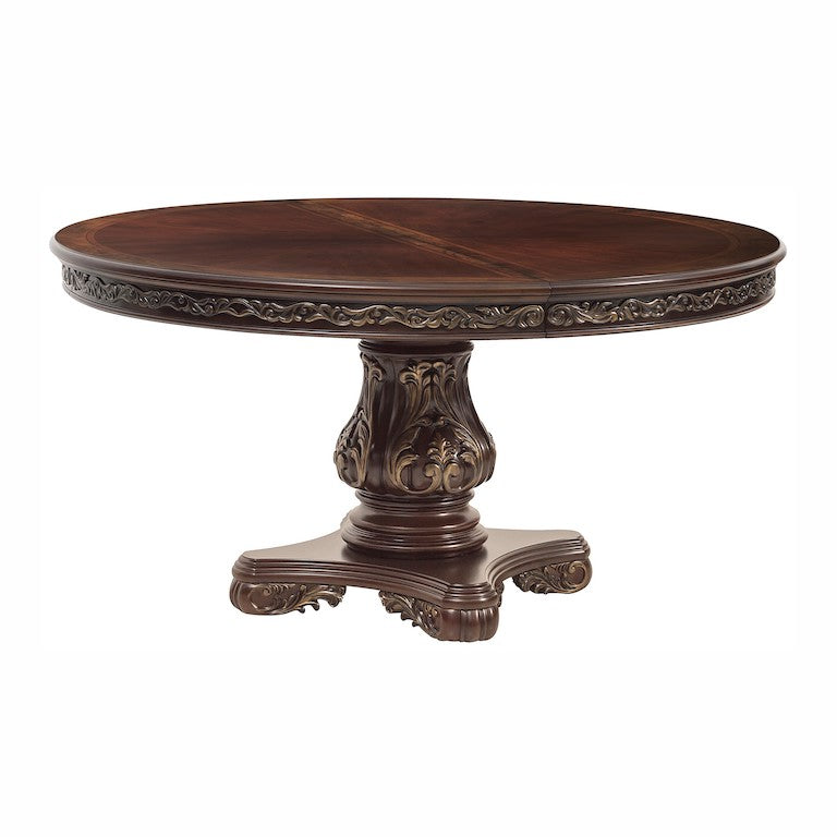 Homelegance Deryn Park Round/Oval Extendable Dining Table Set in Cherry Finish with Gold Tipping – 2243-76 Collection - Home Elegance USA