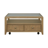Reed Square Coffee Table With Casters - Driftwood Oak | Flexsteel