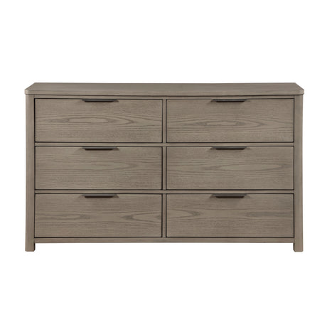 Contemporary Light Gray Finish Dresser of 6-Drawers Dovetail Bedroom Furniture 1pc Durable Wood