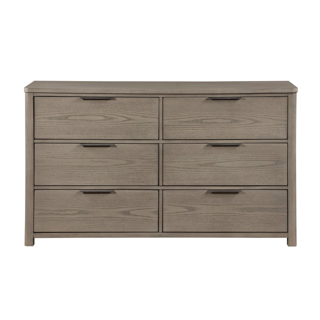 Contemporary Light Gray Finish Dresser of 6-Drawers Dovetail Bedroom Furniture 1pc Durable Wood