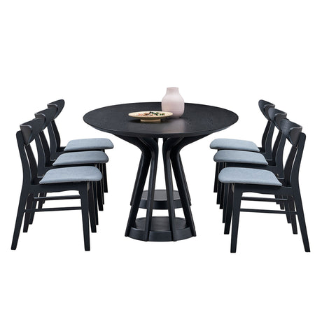 (1 Table+6 Chairs) 78.74 Inch Modern Dining Table Set of 7 pcs,Wooden Table and Chairs for Living Room,Large Kitchen Set Oval Table for Restaurant,Black - sold by Home Elegance USA