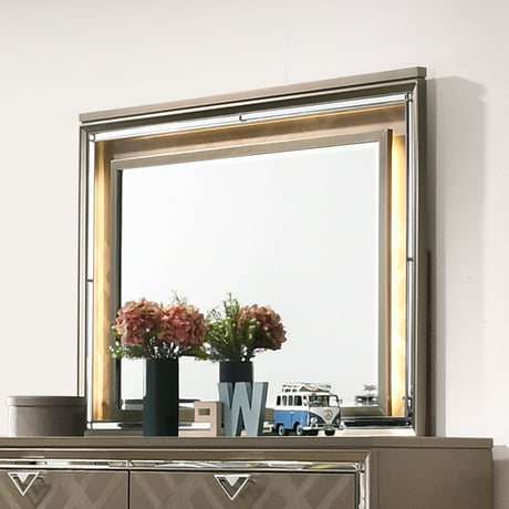 Acme - Skylar Mirror W/Led 25324 Dark Champagne Finish