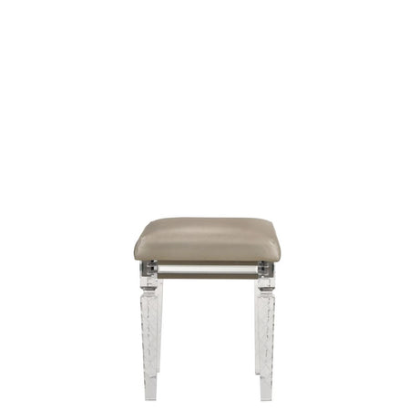 Acme - Skylar Vanity Stool 25330 Synthetic Leather & Dark Champagne Finish