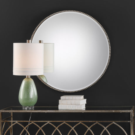 Stefania Beaded Round Mirror - Silver by Uttermost - View 5