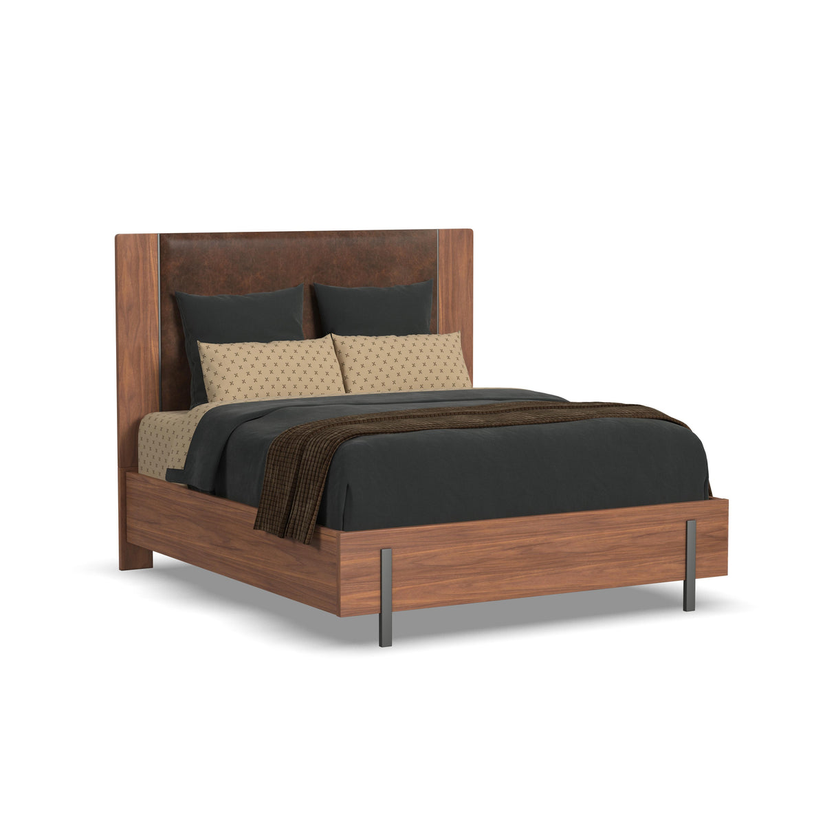 Lincoln Queen Upholstered Bed - Warm Walnut | Flexsteel