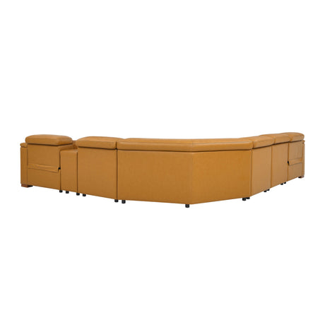 Leather Match Modular Sectional with Recliner Seat and Adjustable Headrest and Storage Console with Cup Holders - sold by Home Elegance USA