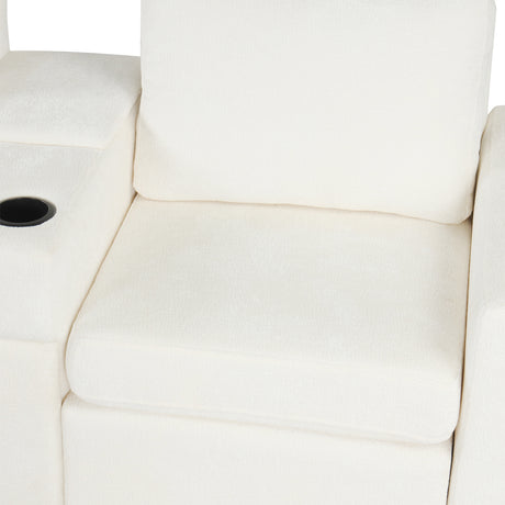 120.5' L-shaped Convertible Sofa Bed Modular Sectional Sofa Reversible Sleeper with Pull-Out Bed, Cup Holders, and Ample Storage Space for Living Room(Old SKU:N719S001940K), White - sold by Home Elegance USA