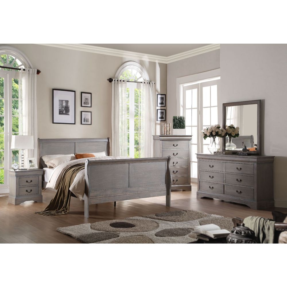 Acme - Louis Philippe III EK Bed 25497EK Gray Finish