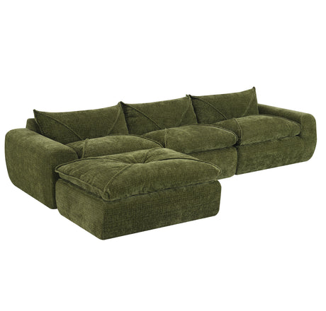 116'' Fully Compressed Sofa with High Density Foam, Integrated Backrest&Seat Cushion, Decorative Edging, Legless Design without Frame, No Assembly Required, Free Combination, Particle Chenille - sold by Home Elegance USA