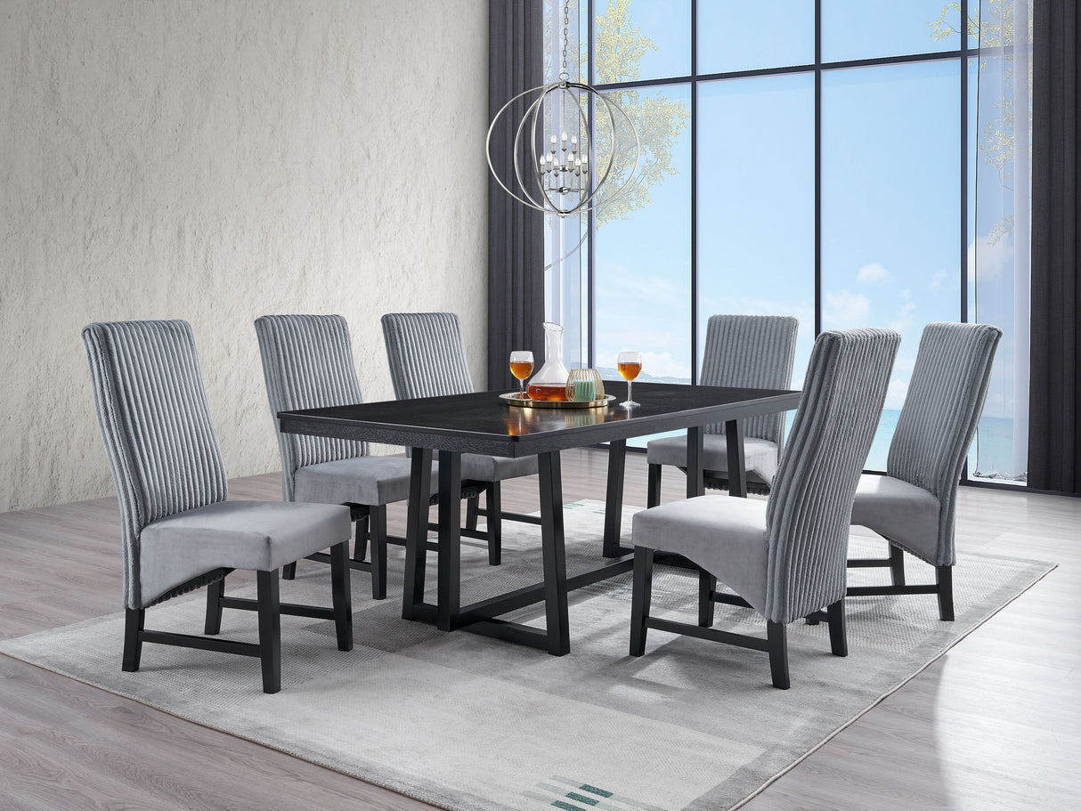 Kini Black Finish 7PCs Dining Room Set