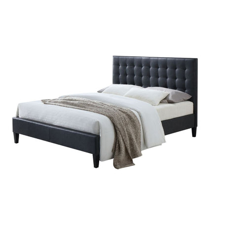 Acme - Saveria EK Bed 25657EK Two Tone Gray Synthetic Leather