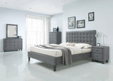 Acme - Saveria Queen Bed 25660Q Two Tone Gray Synthetic Leather