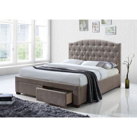 Denise EK Bed W/Storage 25667EK Mink Fabric | Acme - 25667EK - Home Elegance USA - 2