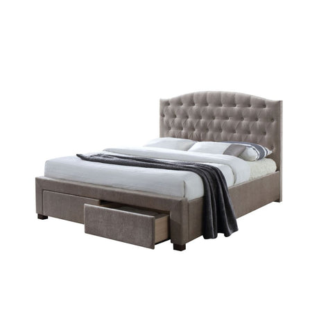 Acme - Denise Queen Bed W/Storage 25670Q Mink Fabric