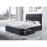 Acme - Drorit EK Bed W/Storage 25677EK Dark Gray Fabric
