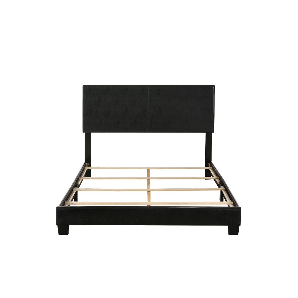 Acme - Lien Queen Bed 25730Q Black Synthetic Leather