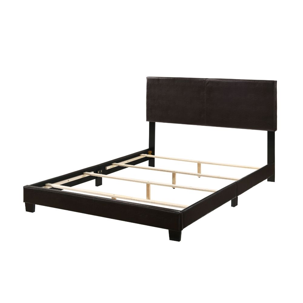 Acme - Lien Queen Bed 25750Q Espresso Synthetic Leather