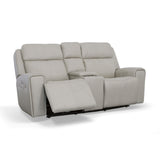 Barnett Power Reclining Loveseat With Console, Power Headrests & Lumbar - Timber | Flexsteel