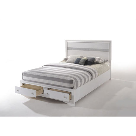 Acme - Naima EK Bed W/Storage 25767EK White Finish