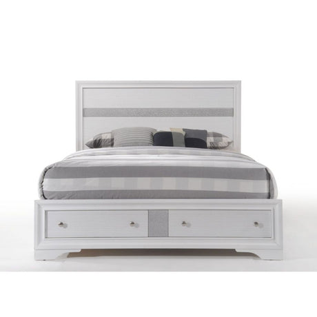 Acme - Naima EK Bed W/Storage 25767EK White Finish