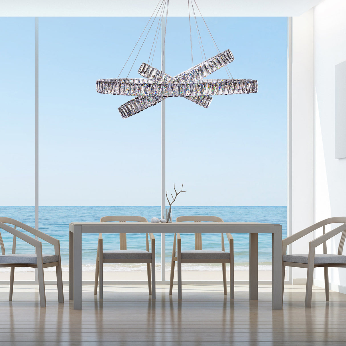 Crystal Elegance LED Chandelier // 3 Ovals  | Finesse - Home Elegance USA