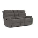 Arlo Transitional Fabric Reclining Loveseat With Console | Flexsteel