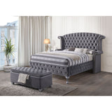 Acme - Rebekah EK Bed 25816EK Gray Velvet