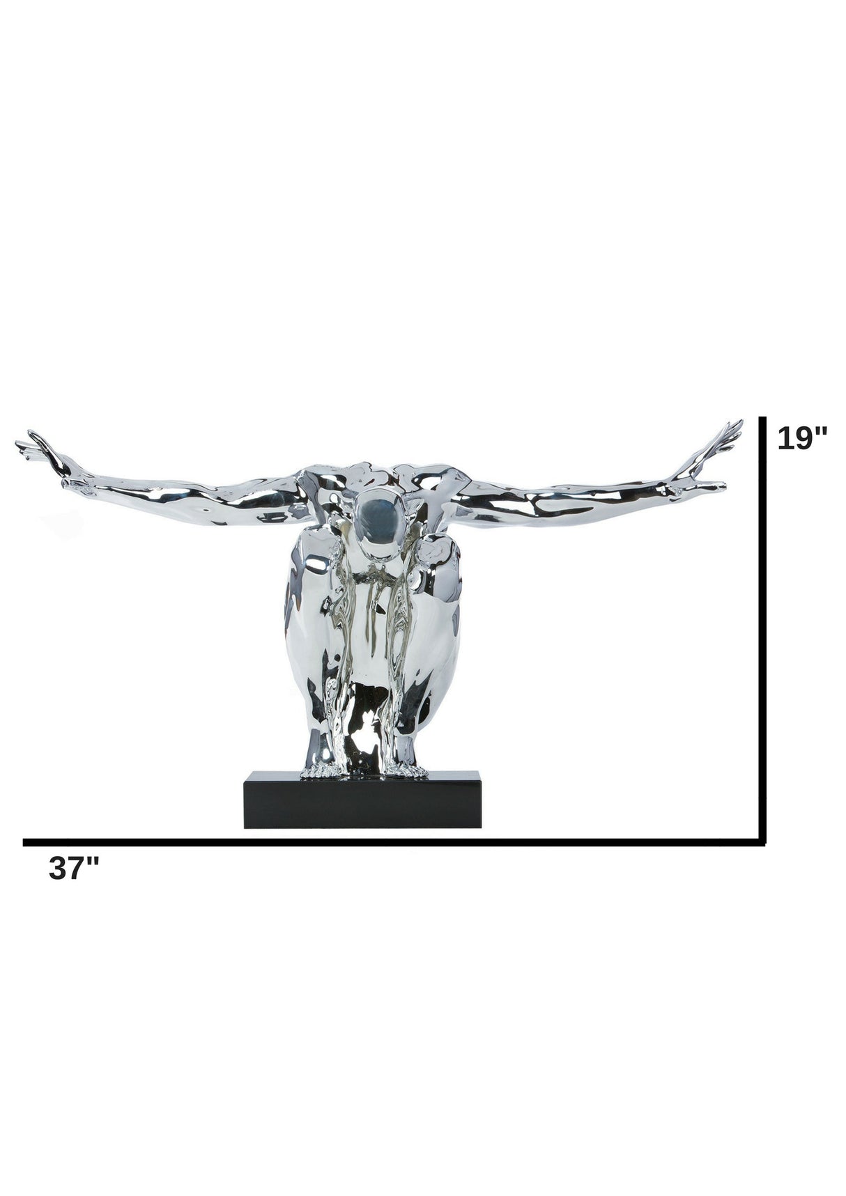 Large Saluting Man Resin Sculpture // Chrome  | Finesse