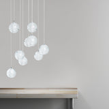 9 light Crystal Spheres Chandelier // Round Chrome Canopy  | Finesse