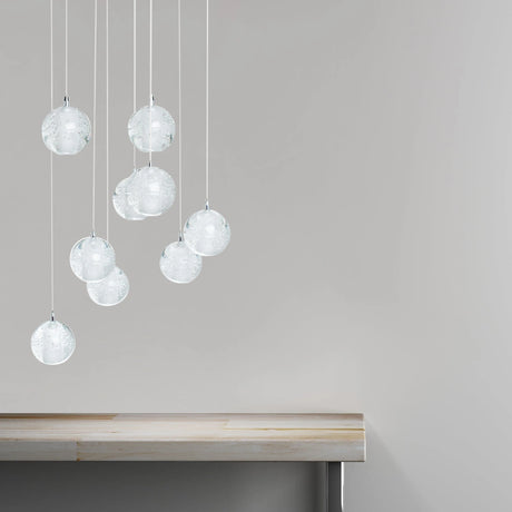 9 light Crystal Spheres Chandelier // Round Chrome Canopy  | Finesse - sold by Home Elegance USA